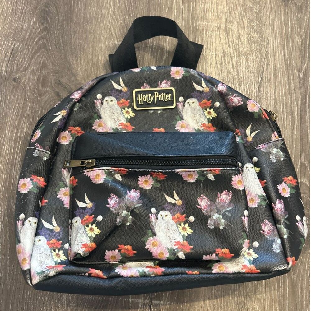 Bioworld Harry Potter Black Owl Floral Mini Backpack